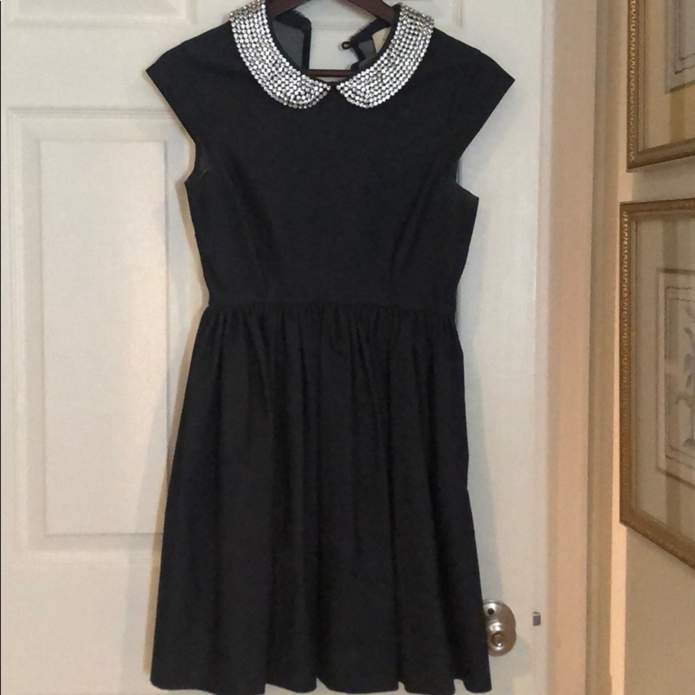 Blue denim fit and flare dress